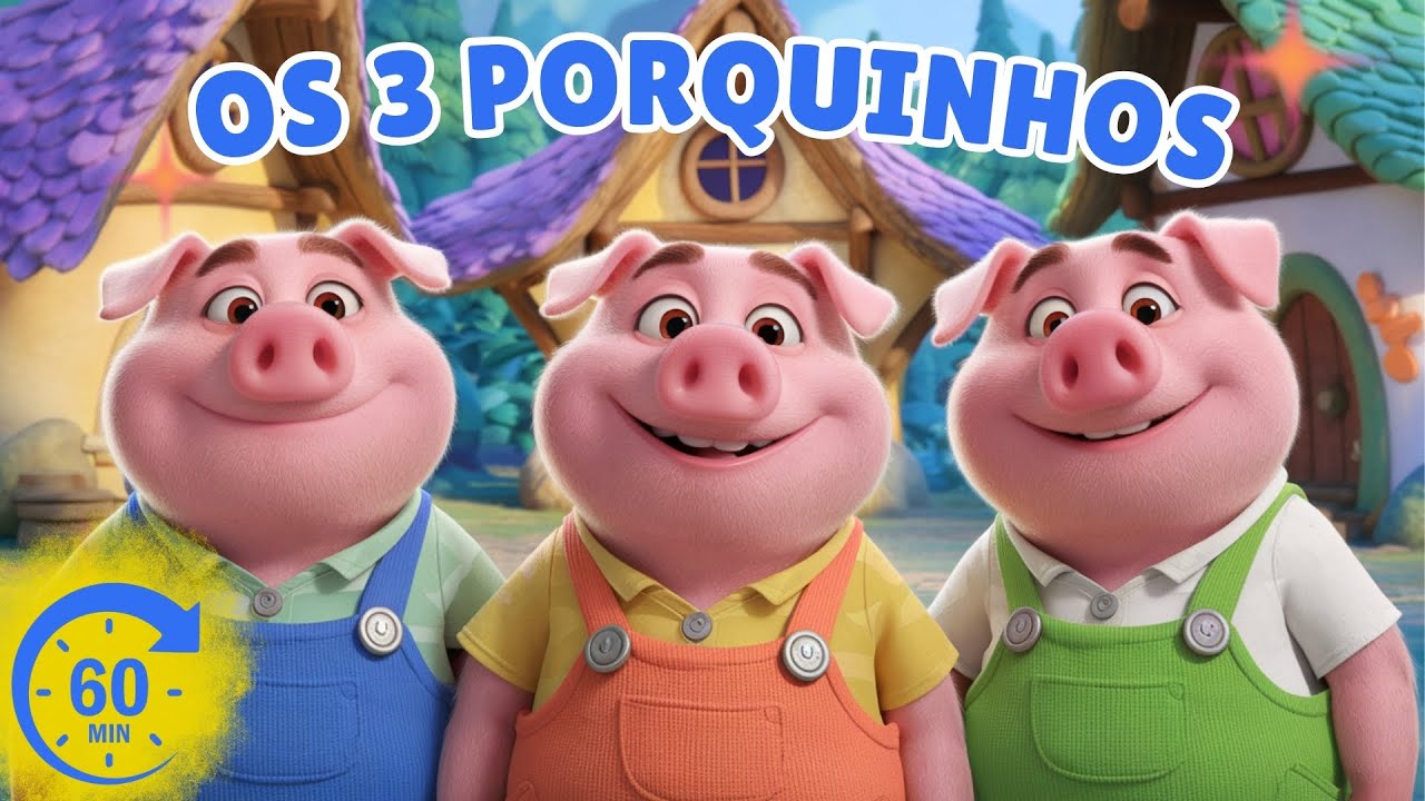 Capa do Video As melhores histórias dos 3 PORQUINHOS! 60 MIN de DIVERSÃO! #desenhoinfantil  #ostrêsporquinhos
