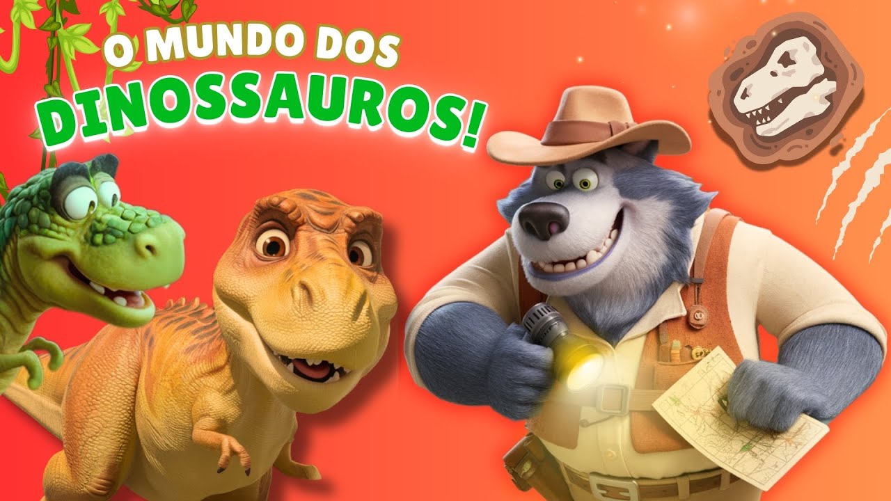 Capa do Video LOBO MAU E DINOSSAUROS! DESENHO ANIMADO T-REX #desenhoinfantil #dinossauro #trex