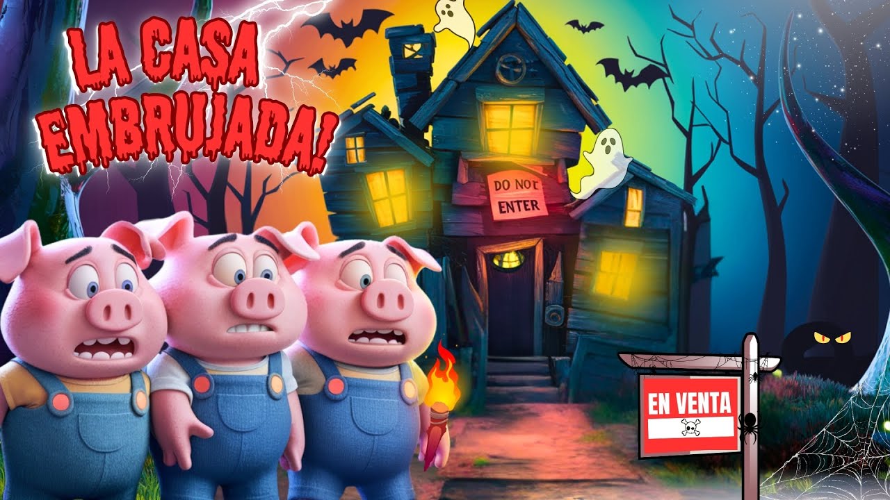 Capa do Video LOS 3 CERDITOS y la Casa Embrujada! CUENTOS INFANTILES! #lostrescerditos
