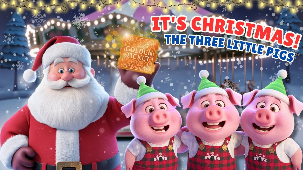 Capa do Video The Three Little Pigs and the Big Bad Wolf: Santa’s Christmas Park Adventure! 🎅🎄