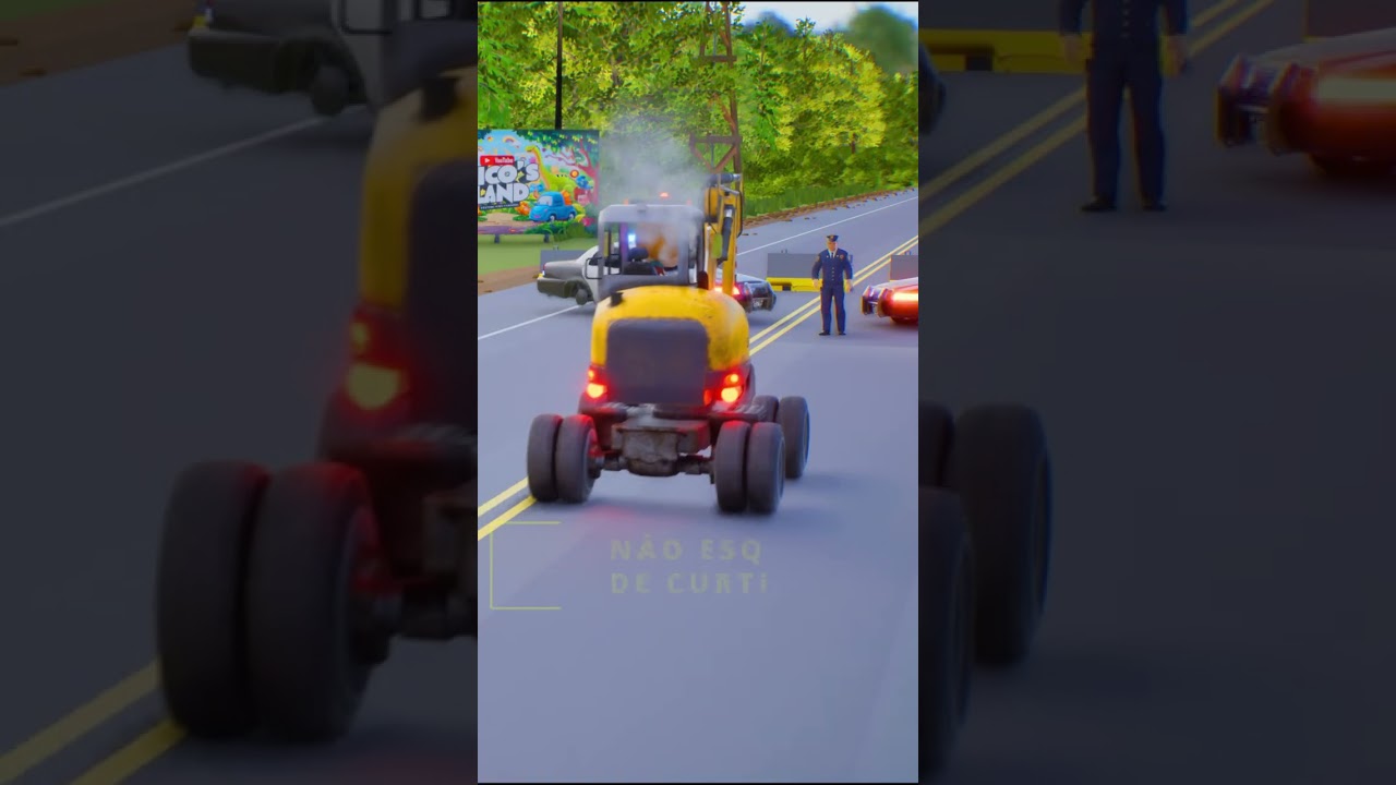 Capa do Video Dirigindo MÁQUINA ESCAVADEIRA, CORRIDA DE CARROS #desenhoinfantil #shorts