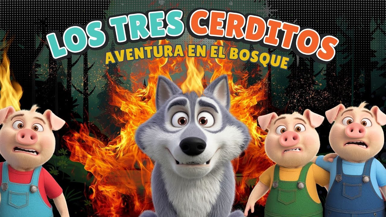 Capa do Video LOS TRES CERDITOS y EL LOBO FEROZ! AVENTURA en el bosque! #cuentosinfantiles #historiasparaniños