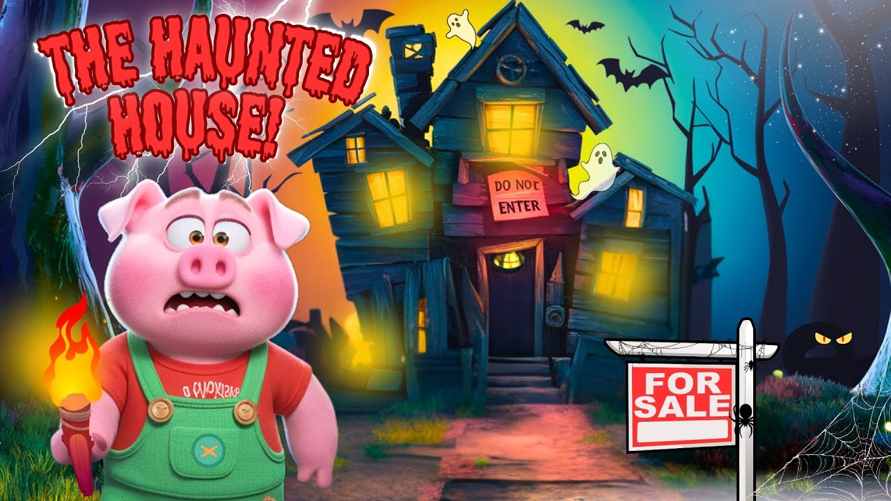 Capa do Video The Three Little Pigs and the Haunted House! #childrenscartoon #threelittlepigs