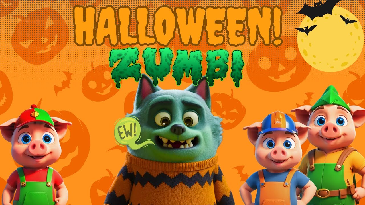 Capa do Video OS 3 PORQUINHOS e o LOBO Zumbi! #desenhoinfantil #tresporquinhos #halloweenparacriancas