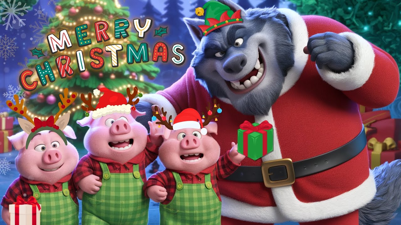 Capa do Video The Three Little Pigs Become Santa’s Helpers: A Fun Christmas Cartoon for Kids