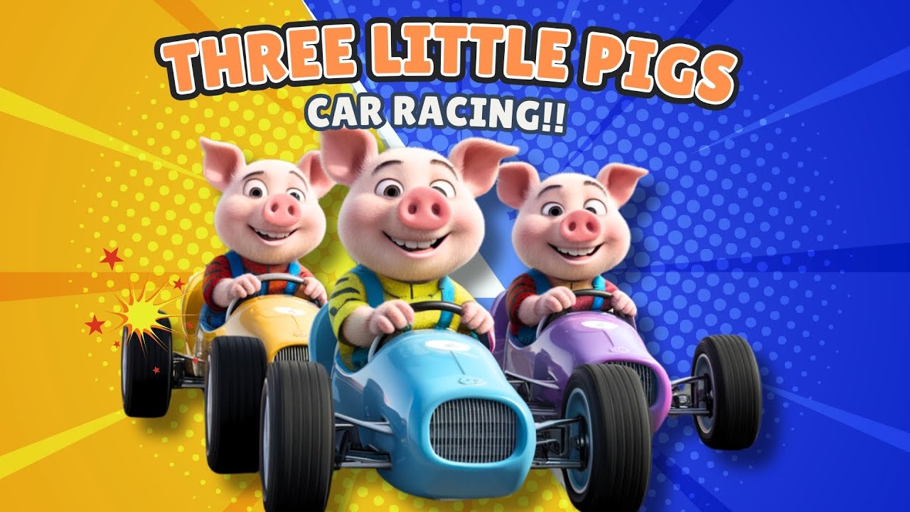 Capa do Video THREE LITTLE PIGS CAR RACING! #3littlepigs #englishcartoonforkids