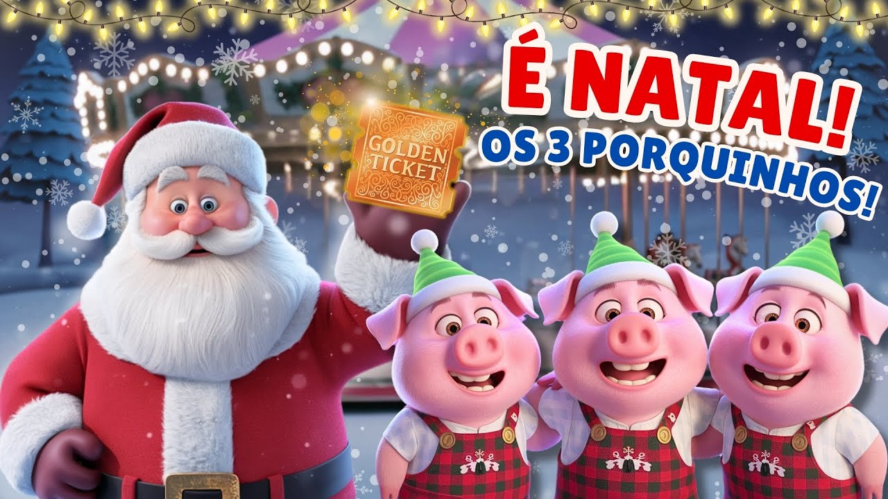 Capa do Video Gincana de Natal dos 3 PORQUINHOS, LOBO MAU e PAPAI NOEL!  #desenhoinfantil #ostrêsporquinhos #natal