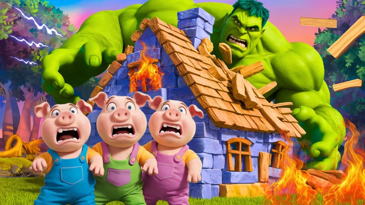 Capa do Video ¡LOS TRES CERDITOS Y EL MONSTRUO GIGANTE! #cuentosinfantiles #historiasparaniños
