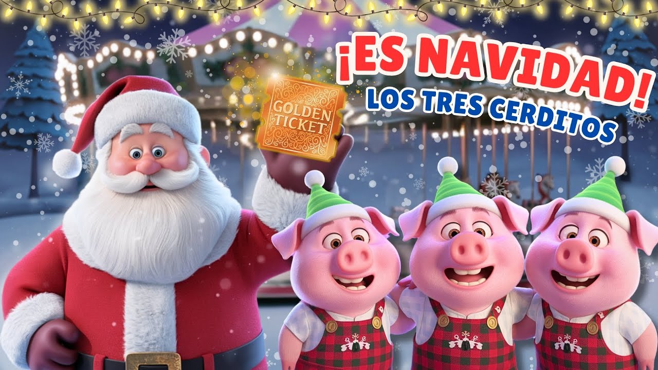 Capa do Video LOS TRES CERDITOS en Navidad: PAPÁ NOEL! CUENTOS INFANTILES! #los3scerditos #papanoel #navidad