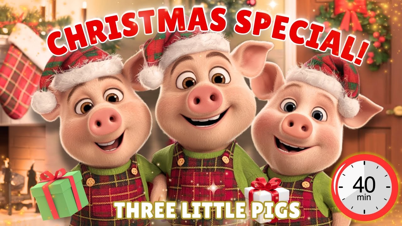 Capa do Video CHRISTMAS Stories of THE THREE LITTLE PIGS! 40MIN #cartoonforkids #3littlepigs #santaclaus