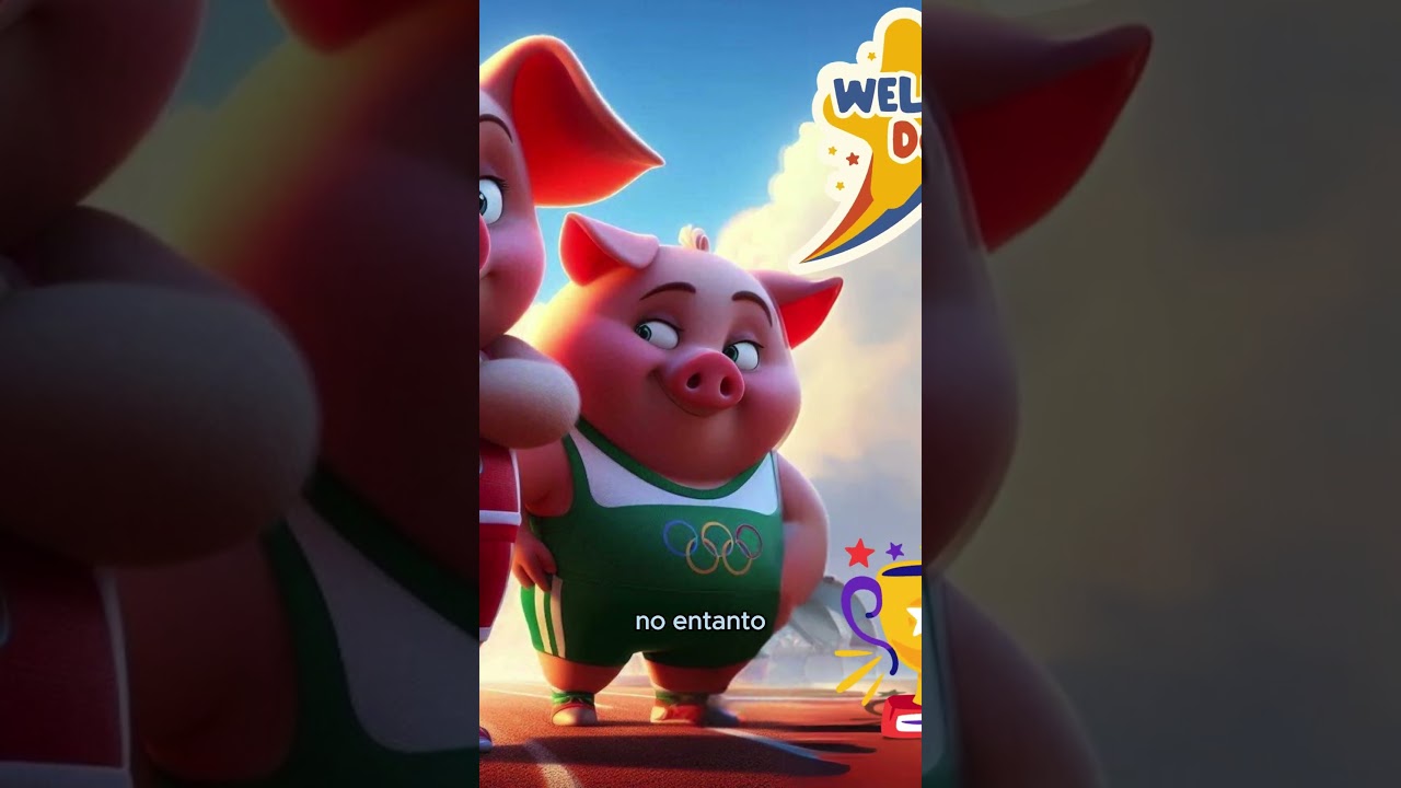 Capa do Video #shorts OS TRÊS PORQUINHOS e o LOBO nas OLIMPÍADAS! #shorts #olimpiadas #shortsinfantil