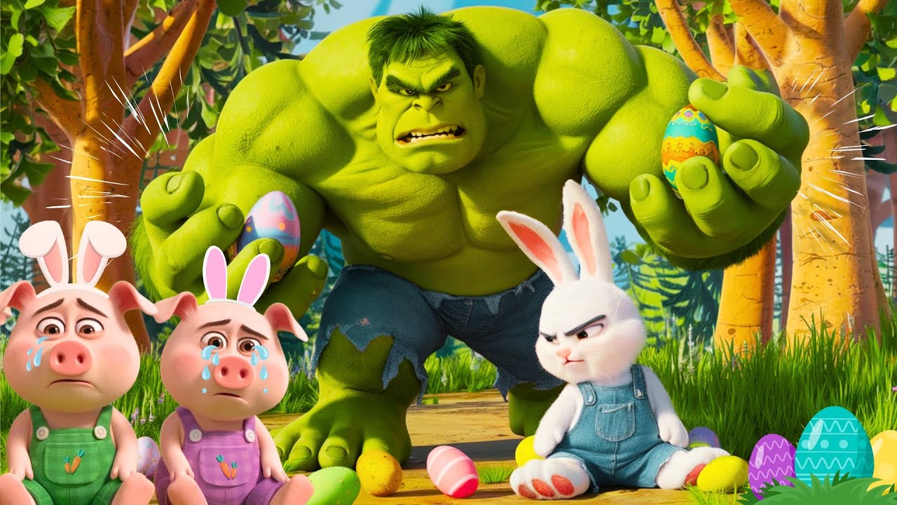 Capa do Video THREE LITTLE PIGS and the EASTER BUNNY!The EASTER EGGS are in danger! #easter #cartoonforkids