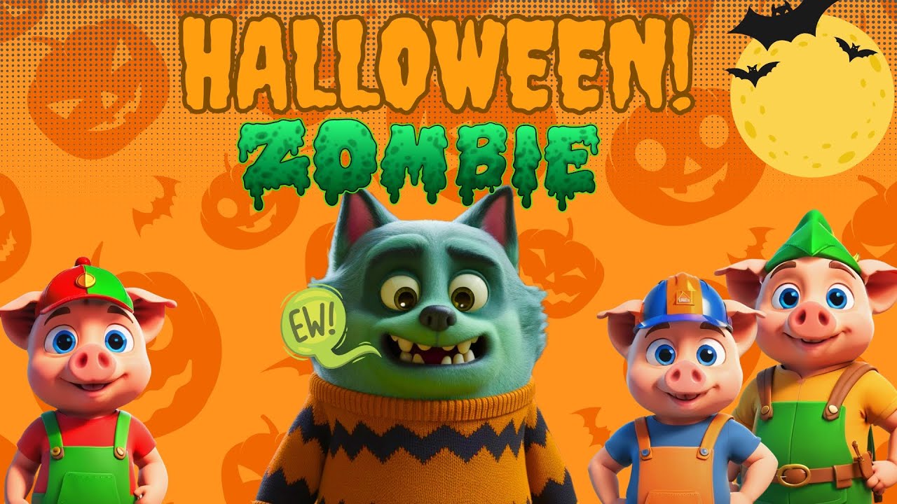 Capa do Video THREE LITTLE PIGS & BAD WOLF HALLOWEEN CARTOON FOR KIDS #threelittlepigs #halloweenfun