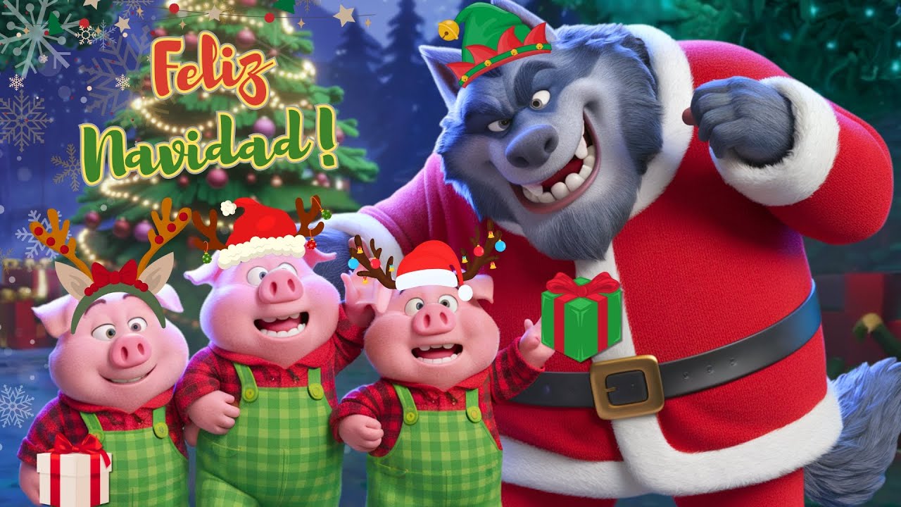 Capa do Video LOS TRES CERDITOS ayudantes de PAPÁ NOEL! CUENTOS INFANTILES! #lostrescerditos #navidad #papanoel