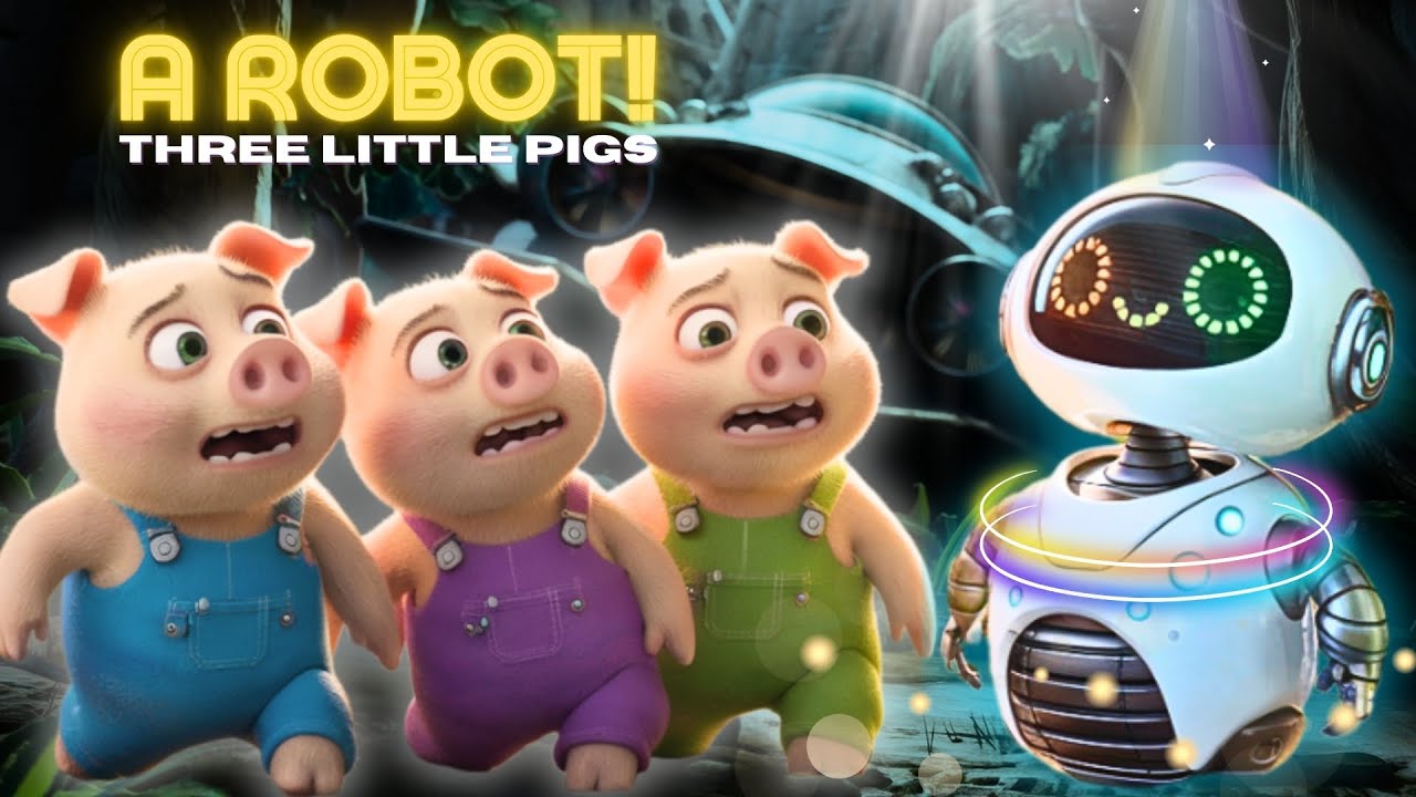 Capa do Video THE 3 LITTLE PIGS and the ROBOT against the BIG BAD WOLF #kidsanimation #the3littlepigs