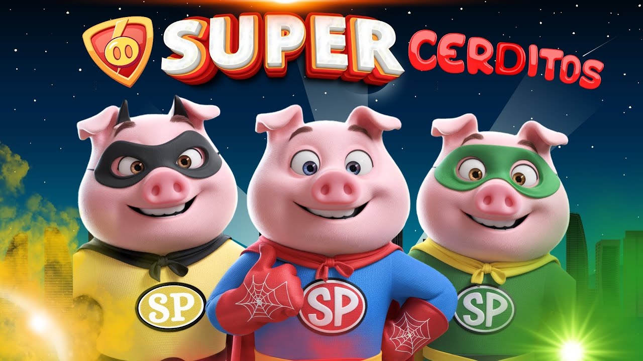 Capa do Video Los tres CERDITOS SUPERHÉROES! ¡El super CERDITO ha llegado a la ciudad! #cuentosinfantiles